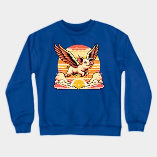 Flying Pig on the sky Crewneck Sweatshirt